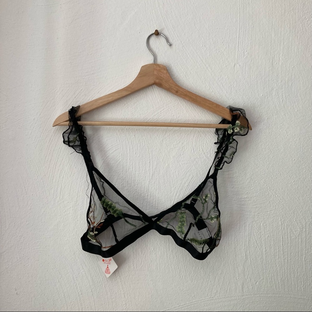 NWT Sheer Embroidered Lingerie Set